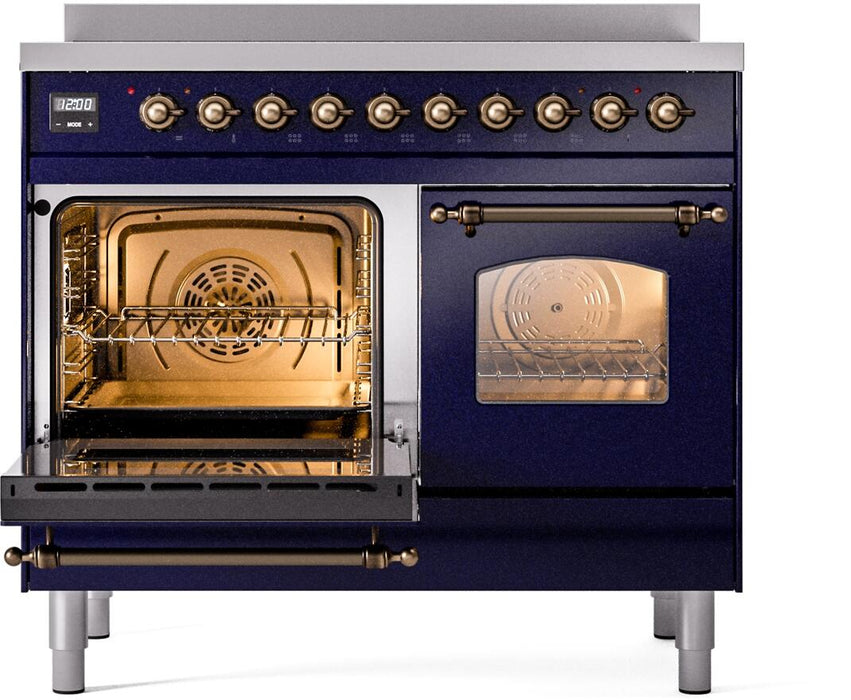 ILVE Nostalgie II 40" Electric Range, Blue, Bronze Trim  UPDI406NMPMBB ILVE