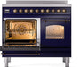 ILVE Nostalgie II 40" Electric Range, Blue, Bronze Trim  UPDI406NMPMBB ILVE