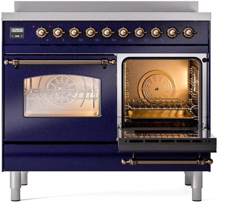 ILVE Nostalgie II 40" Electric Range, Blue, Bronze Trim  UPDI406NMPMBB ILVE