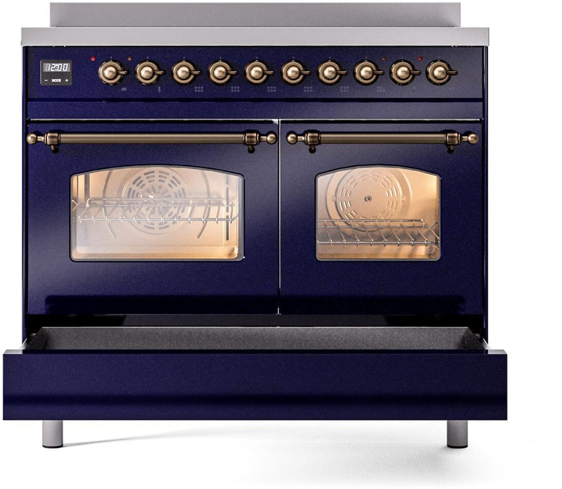 ILVE Nostalgie II 40" Electric Range, Blue, Bronze Trim  UPDI406NMPMBB ILVE