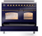 ILVE Nostalgie II 40" Electric Range, Blue, Bronze Trim  UPDI406NMPMBB ILVE