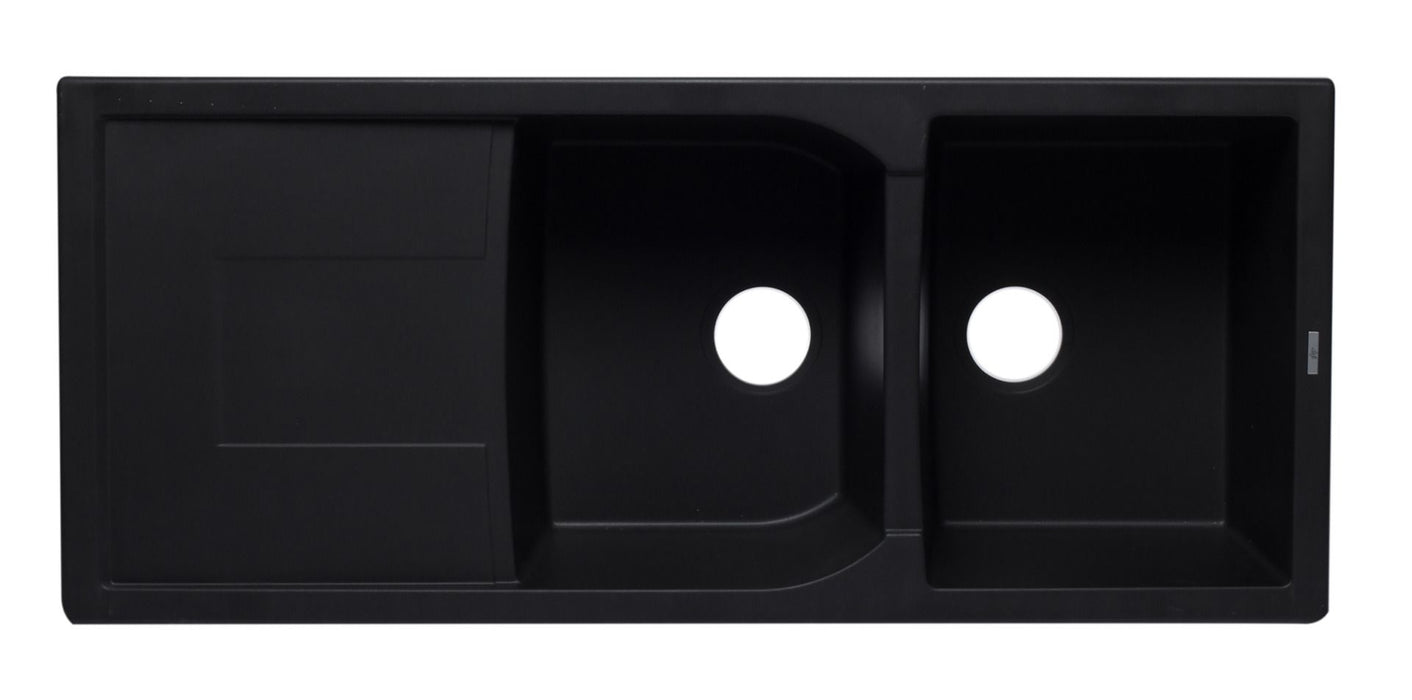 ALFI brand 46" Double Bowl Granite Composite Kitchen Sink, Drainboard AB4620DI