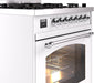 ILVE Nostalgie II 30" Dual Fuel Natural Gas Range, White, Chrome Trim UP30NMPWHC - Farmhouse Kitchen and Bath