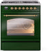 ILVE Nostalgie II 30" Dual Fuel Liquid Propane Range, Emerald Green, Brass Trim UP30NMPEGGLP ILVE