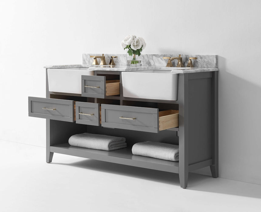 Hayley Bathroom Vanity with Sink and Carrara White Marble Top Cabinet Set