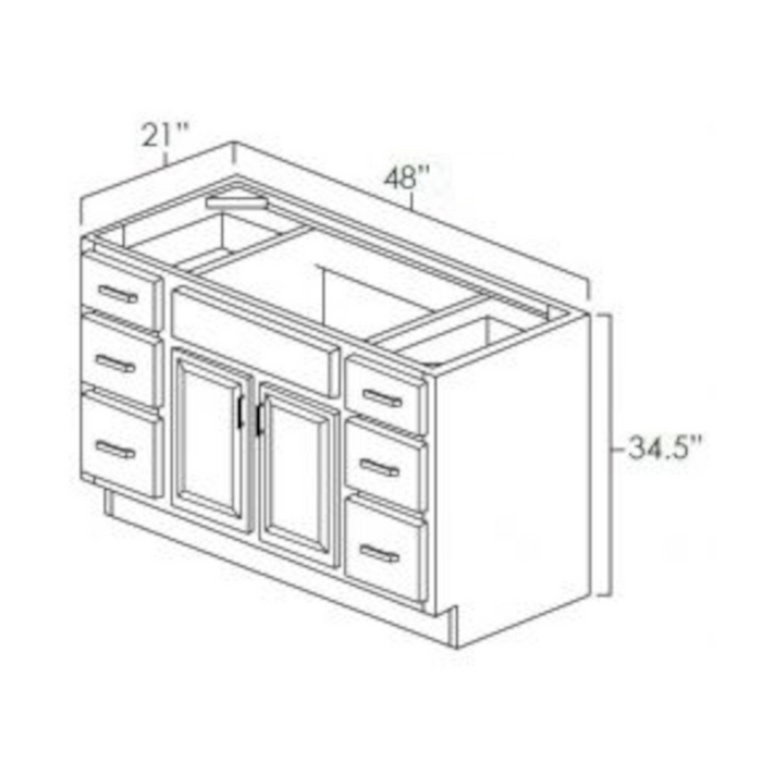 48 Inch Grey Shaker Single Sink Bathroom Vanity with Drawers