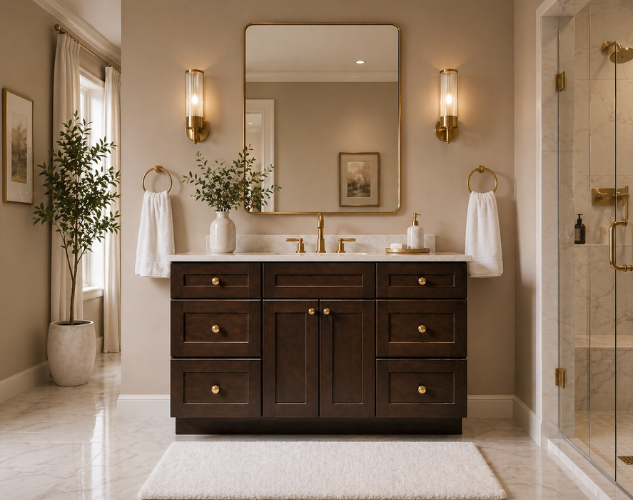 48 Inch Espresso Shaker Single Sink Bathroom Vanity with Drawers