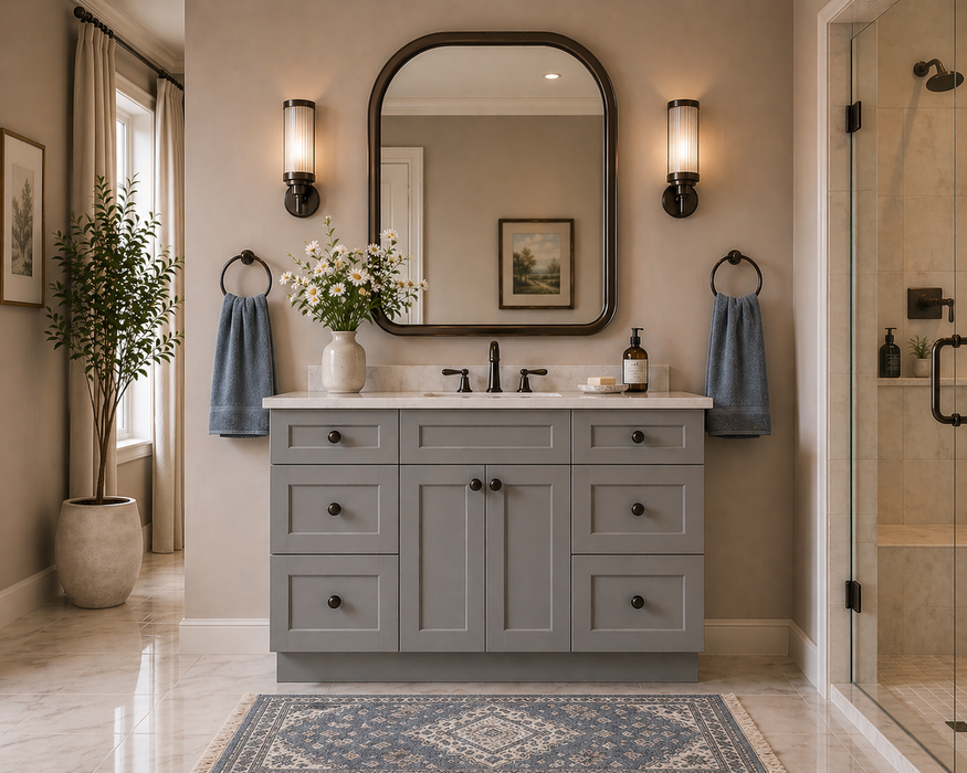 48 Inch Grey Shaker Single Sink Bathroom Vanity with Drawers