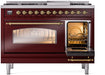 ILVE Nostalgie II 48" Dual Fuel Liquid Propane Range, Burgundy, Brass Trim ILVE UP48FNMPBUGLP ILVE