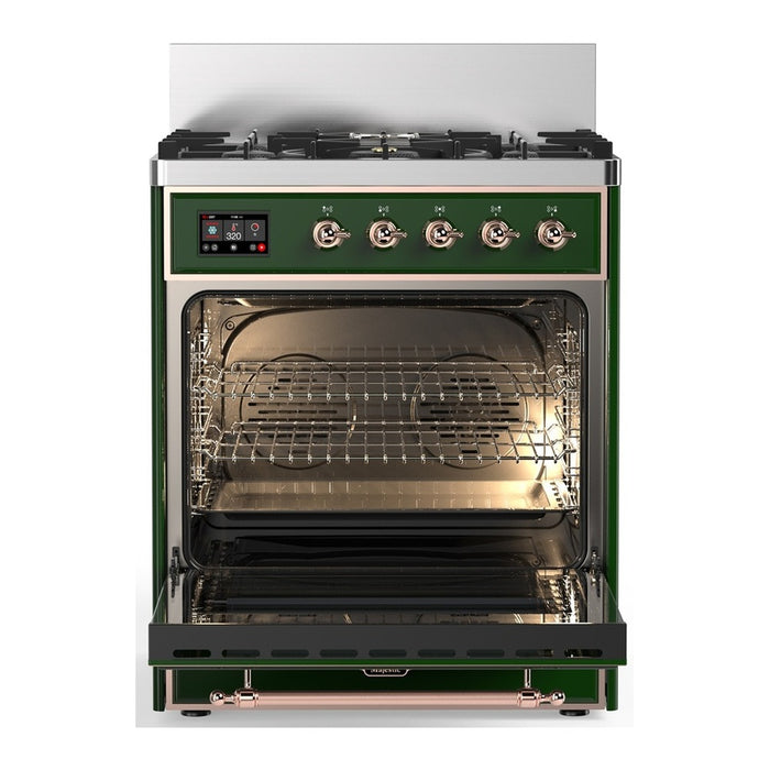 ILVE Majestic III 30" Dual Fuel Range Emerald Green Copper Trim UM30NR3EGP