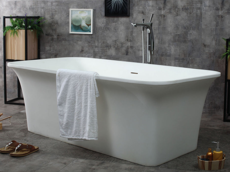 ALFI brand 67" White Rectangular Solid Surface Smooth Resin Soaking Bathtub AB9942