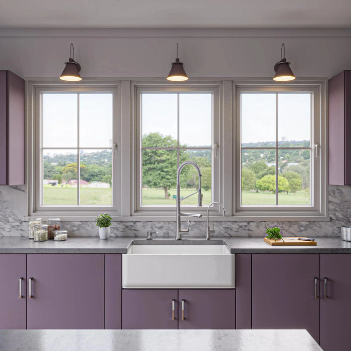 ALFI brand 33" Smooth Solid Thick Wall Fireclay Single Bowl Farm Sink AB3318SB-W