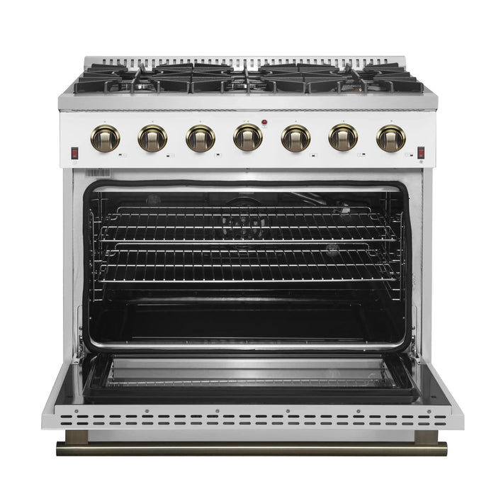 FORNO Galiano 36" Gas on Gas Range FFSGS6244-36WHT