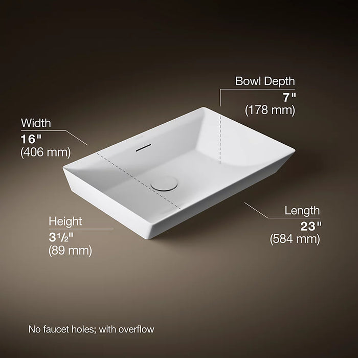 KOHLER Brazn 23" rectangular vessel bathroom sink K-21060