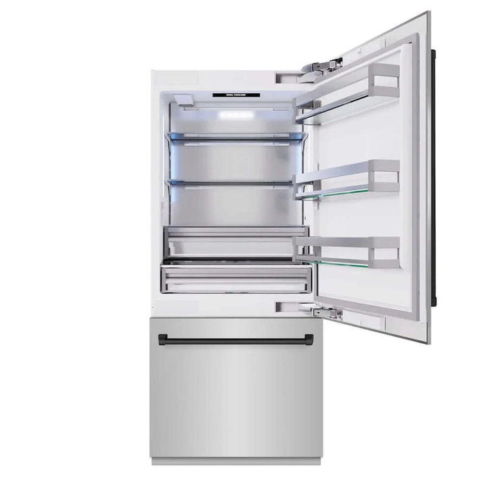 ZLINE 36" Built-In Bottom Freezer Refrigerator,Water Dispenser, Ice Maker, Matte Black RBITZ-304-36MB