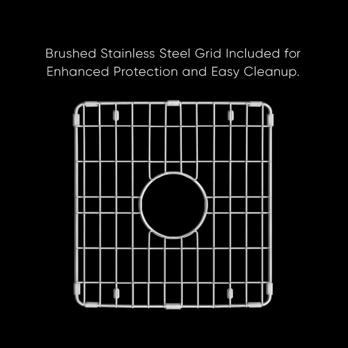 Whitehaus 18" Undermount Fireclay Kitchen Sinks, Stainless Steel Grid WHUF1818