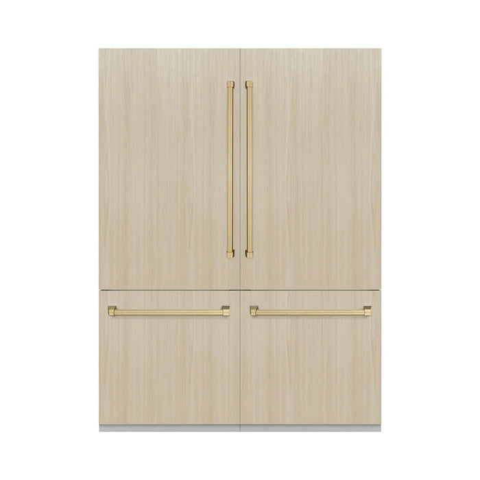 ZLINE Autograph Edition 60" Panel Ready Built-In Bottom Freezer Refrigerator, Water Dispenser, Ice Maker, Accents RBIVZ-60-CB