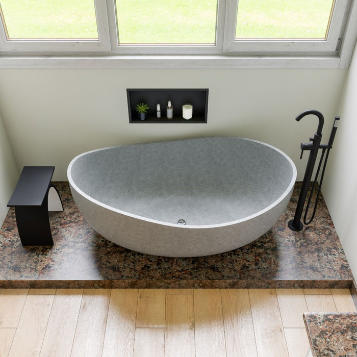 ALFI brand 59" Solid Concrete Oval Freestanding Bathtub ABCO59TUB