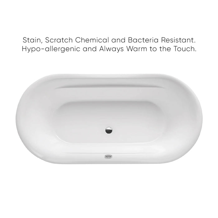 Whitehaus Oval Freestanding Acrylic Soaking Bathtub WHYB170BATH