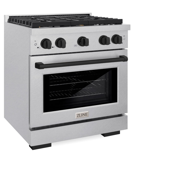 ZLINE 30"Paramount Dual Fuel Range DuraSnow® Matte Black SDRSZ-30-MB