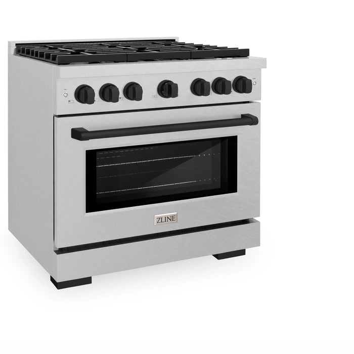 ZLINE 36"Paramount Dual Fuel Range DuraSnow® Matte Black SDRSZ-36-MB