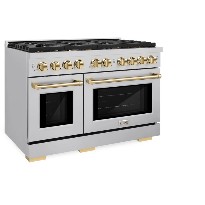 ZLINE 48"Paramount Dual Fuel Range Stainless Steel Gold SDRZ-48-G