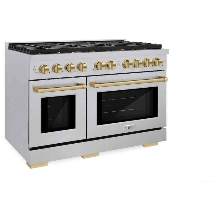 ZLINE 48"Gas Range, Convection Gas Oven, DuraSnow® Champagne Bronze, SGRSZ-48-CB