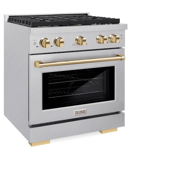 ZLINE 30"Paramount Dual Fuel Range DuraSnow® Gold SDRSZ-30-G