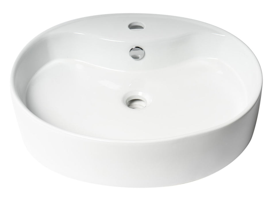 ALFI brand White 22" Oval Above Mount Ceramic Sink, Faucet Hole ABC910