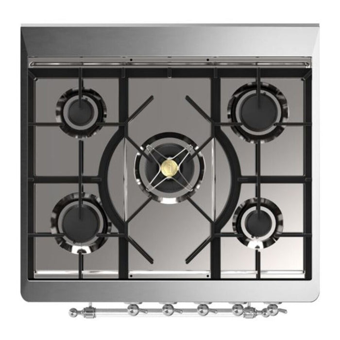 ILVE Majestic II 30" Dual Fuel Freestanding Range, Blue Grey, Chrome Trim UM30DNE3BGC