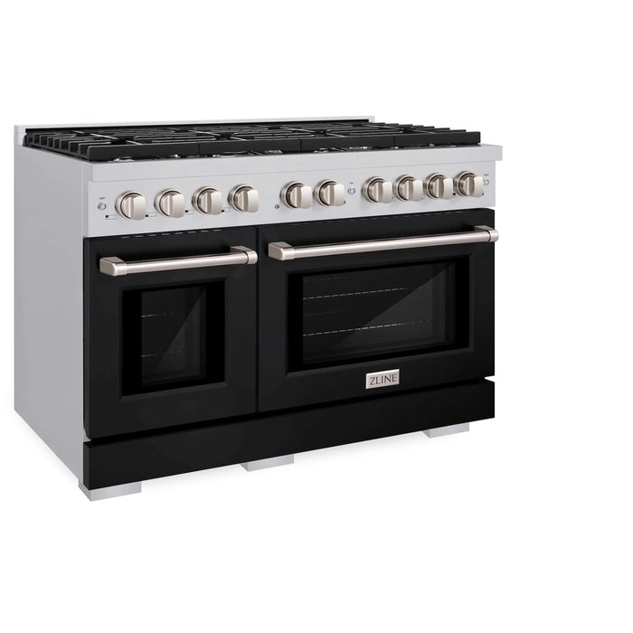 ZLINE 48"Paramount Dual Fuel Range Stainless Steel, Black Matte, SDR-BLM-48