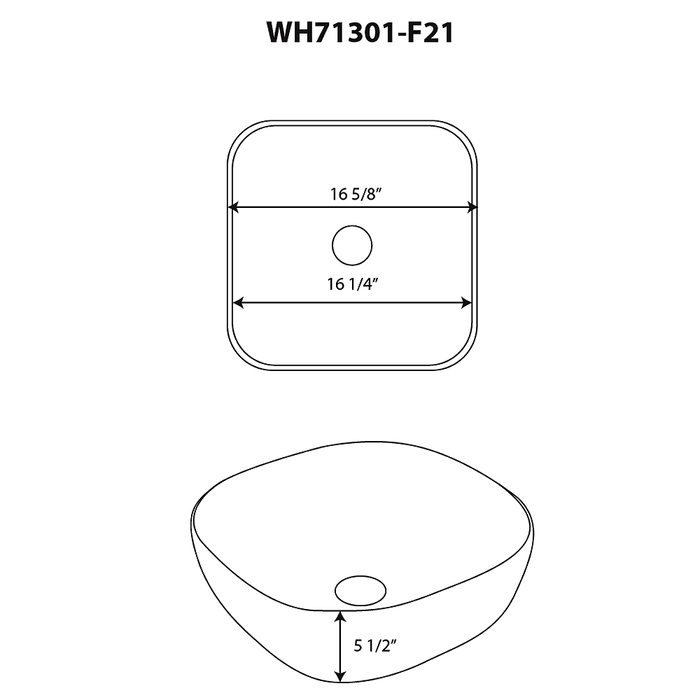 Whitehaus 17" Square Above Mount Basin, Embossed Exterior, Smooth Interior WH71301-F21