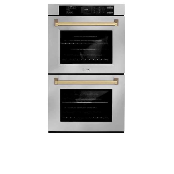 ZLINE 30"Professional True Convection Double Wall Oven, Air Fry, Self Clean, Stainless Steel, Champagne Bronze WADZ-30-CB