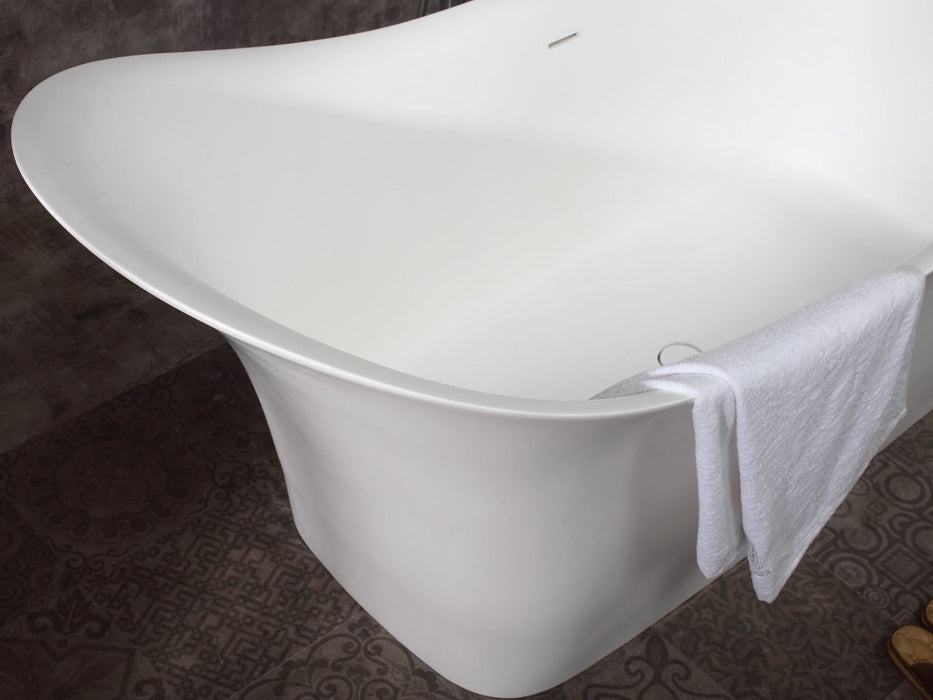 ALFI brand 74" White Solid Surface Smooth Resin Soaking Slipper Bathtub AB9915