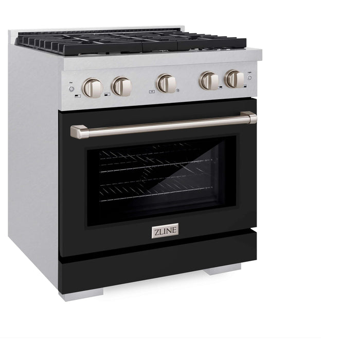 ZLINE 30"Paramount Dual Fuel Range DuraSnow® Black Matte SDRS-BLM-30