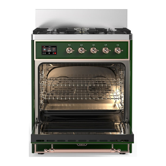ILVE Majestic III 30" Dual Fuel Range, Emerald Green Copper Trim UM30QNR3EGP