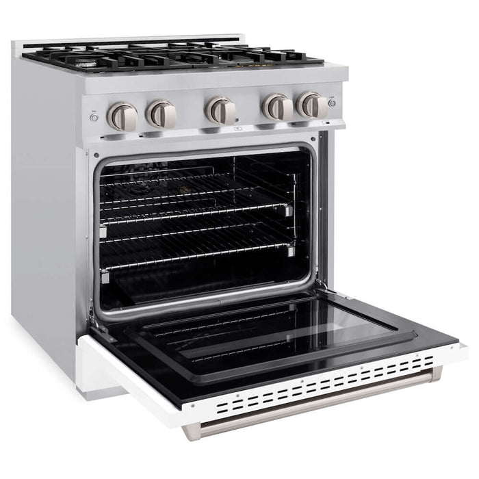 ZLINE 30"Classic Gas Range, Convection Gas Oven, Stainless Steel, White Matte Door CGR-WM-30