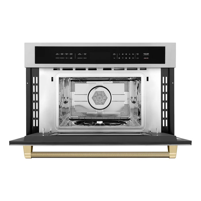 ZLINE Autograph Edition 30" Built-in Convection Microwave Oven, Stainless Steel, Helix Handle MWOZ-30-KCB