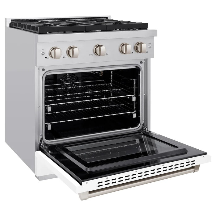 ZLINE 30"Paramount Dual Fuel Range Stainless Steel, White Matte, SDR-WM-30