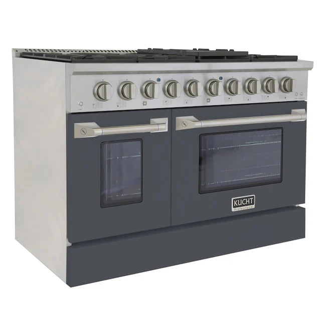 Kucht 48" Gas Range in Stainless Steel with Grey Oven Doors, KNG481-GR