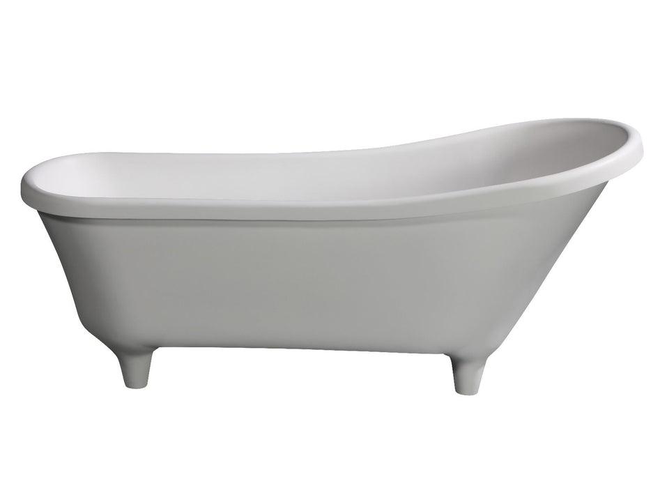 ALFI brand 67" White Matte Clawfoot Solid Surface Resin Bathtub AB9960