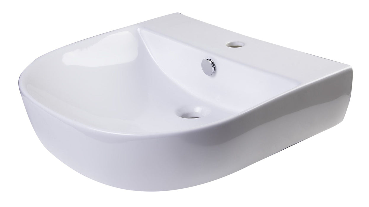 ALFI brand 20" White D-Bowl Porcelain Wall Mounted Bath Sink AB110
