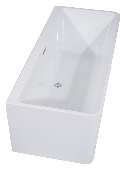 ALFI brand 59" White Rectangular Acrylic Free Standing Soaking Bathtub AB8858