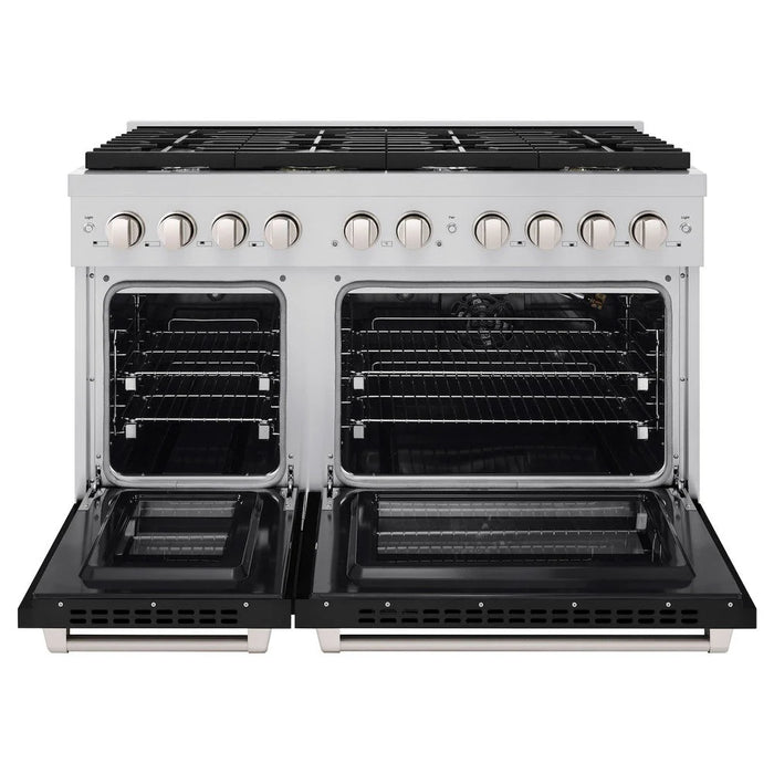 ZLINE 48" Gas Range, Convection Gas Oven, Stainless Steel,Matte Black  SGR-BLM-48