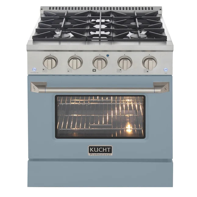 Kucht 30" Gas Range in Stainless Steel with Light Blue Oven Door, KNG301-LB