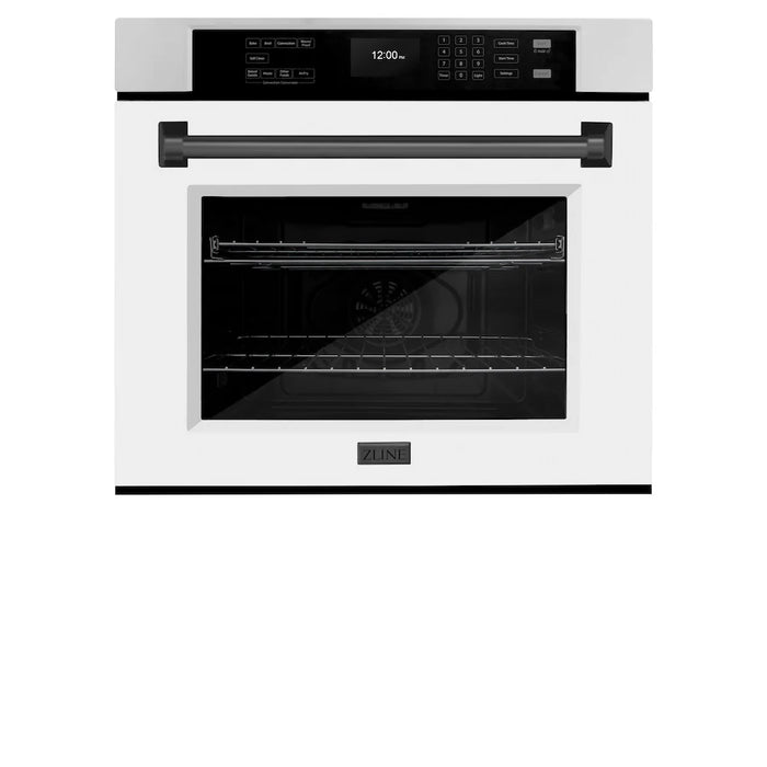 ZLINE 30" Autograph Edition Professional True Convection Single Wall Oven, Air Fry, Self Clean, White Matte, Matte Back WASZ-WM-30-MB