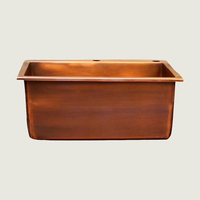 Nauxus Custom Handcrafted Drop-in Copper Kitchen Sink , With Kitchen Basket Stainer , DPIK01-NX