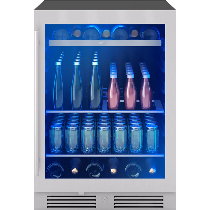 Zephyr 24" Freestanding/Built-In Undercounter Single Zone Beverage Center, PRB24C01CG