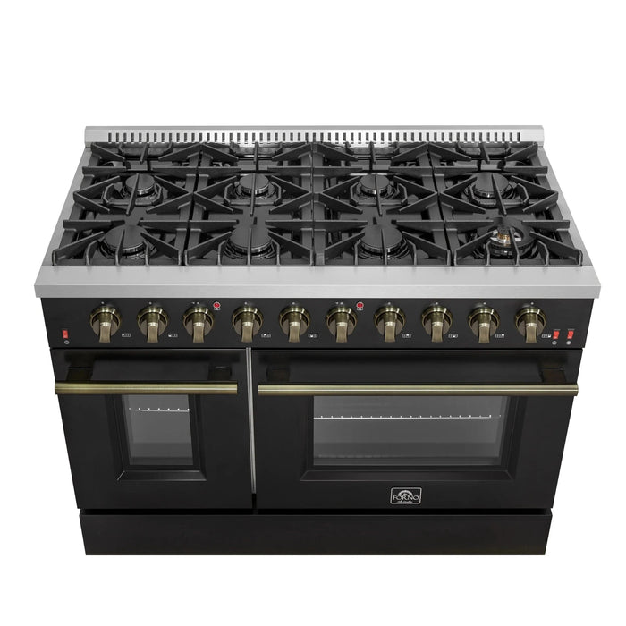 FORNO Galiano 48" Gas on Gas Range FFSGS6244-48BLK