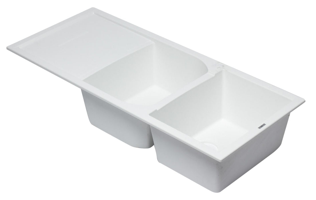 ALFI brand 46" Double Bowl Granite Composite Kitchen Sink, Drainboard AB4620DI